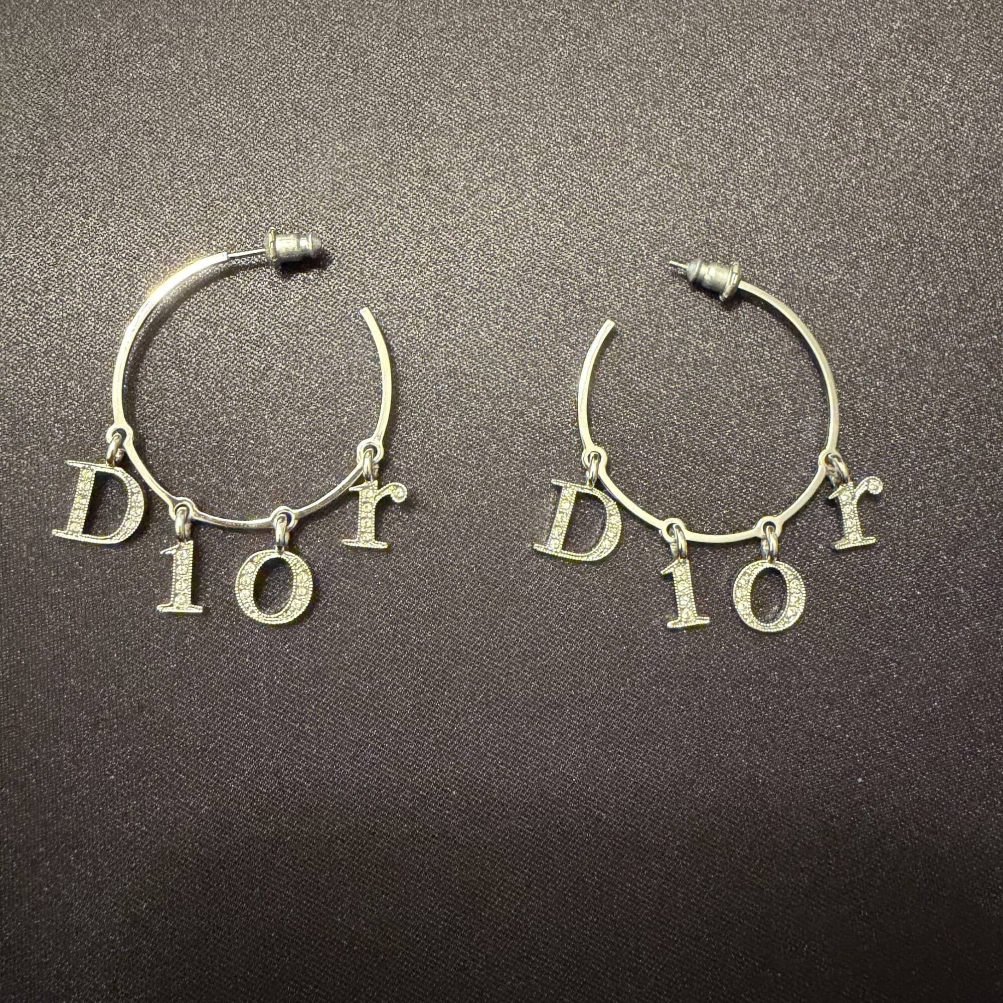 Christian Dior Letter Logo Hoop Earrings