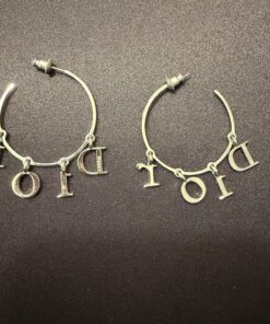 Christian Dior Letter Logo Hoop Earrings - Image 2