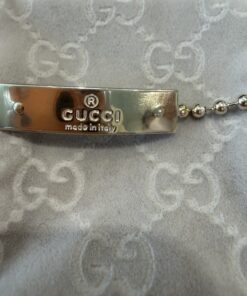 Alternative view of Gucci Sterling Silver Logo Plaque Ball Chain Bracelet