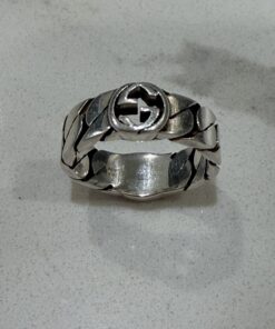 Alternative view of Gucci Double-Sided Interlocking G Gourmette Chain Ring