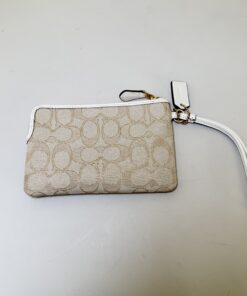 Alternative view of Coach Corner Zip Wristlet in Signature Canvas (Light Khaki/Chalk)