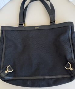 Gucci Black GG Canvas Abbey D-Ring Medium Tote Bag
