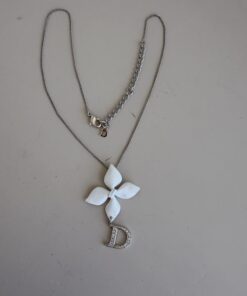Christian Dior Vintage Flower "D" Crystal Pendant Necklace