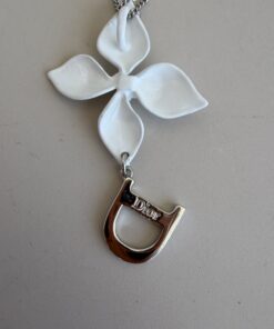 Alternative view of Christian Dior Vintage Flower "D" Crystal Pendant Necklace