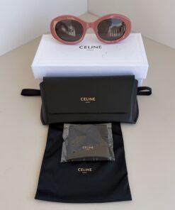Alternative view of CELINE Triomphe 01 Oval Acetate Sunglasses – Powder Rose / Shiny Pink (CL40194U)