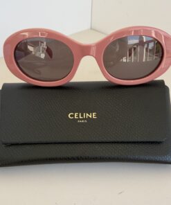 CELINE Triomphe 01 Oval Acetate Sunglasses – Powder Rose / Shiny Pink (CL40194U)