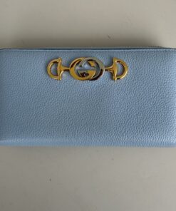 Gucci Zumi Zip Around Long Wallet in light blue
