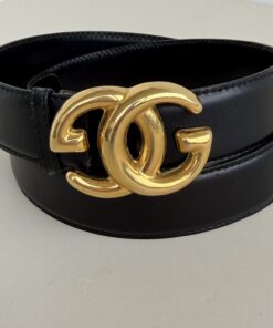 Gucci Double G Marmont Wide Black Leather Belt
