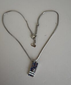Authentic Vintage Christian Dior Trotter No. 2 Plate Pendant Necklace - Blue & Silver-Tone (John Galliano Era Y2K)