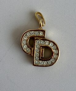 Vintage Christian Dior Authentic Rhinestone Pave CD Logo Pendant Charm