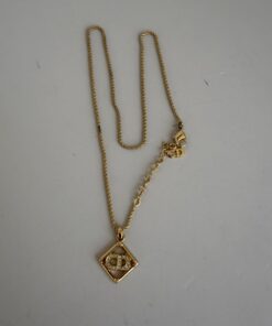 Vintage Christian Dior Authentic Rhombus CD Logo Pendant Necklace.