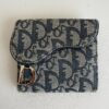 Authentic Christian Dior Saddle Lotus Wallet in Blue Dior Oblique Jacquard