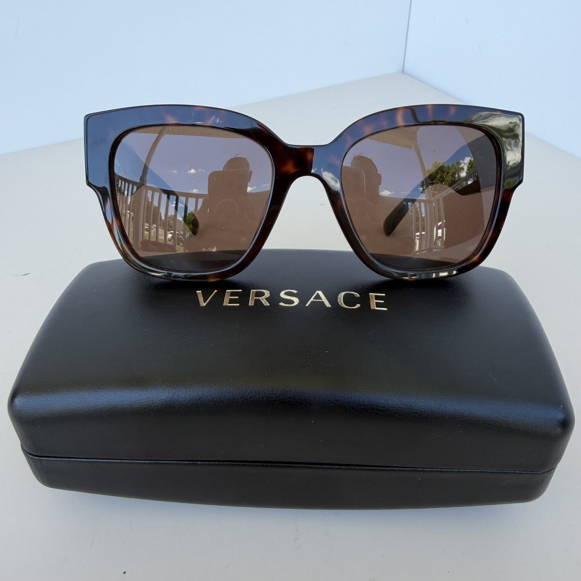 Versace VE4437U Havana Tortoise Square Sunglasses