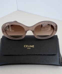 Authentic CELINE Triomphe 01 Oval Sunglasses — Milky Hazelnut Acetate CL40194U