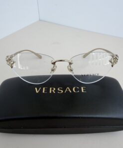 Versace Authentic New With Tags Rimless Cat-Eye Crystal Eyeglasses (VE1254B)