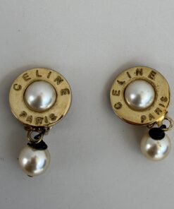 Celine Vintage Paris faux-pearl drop dangle earrings