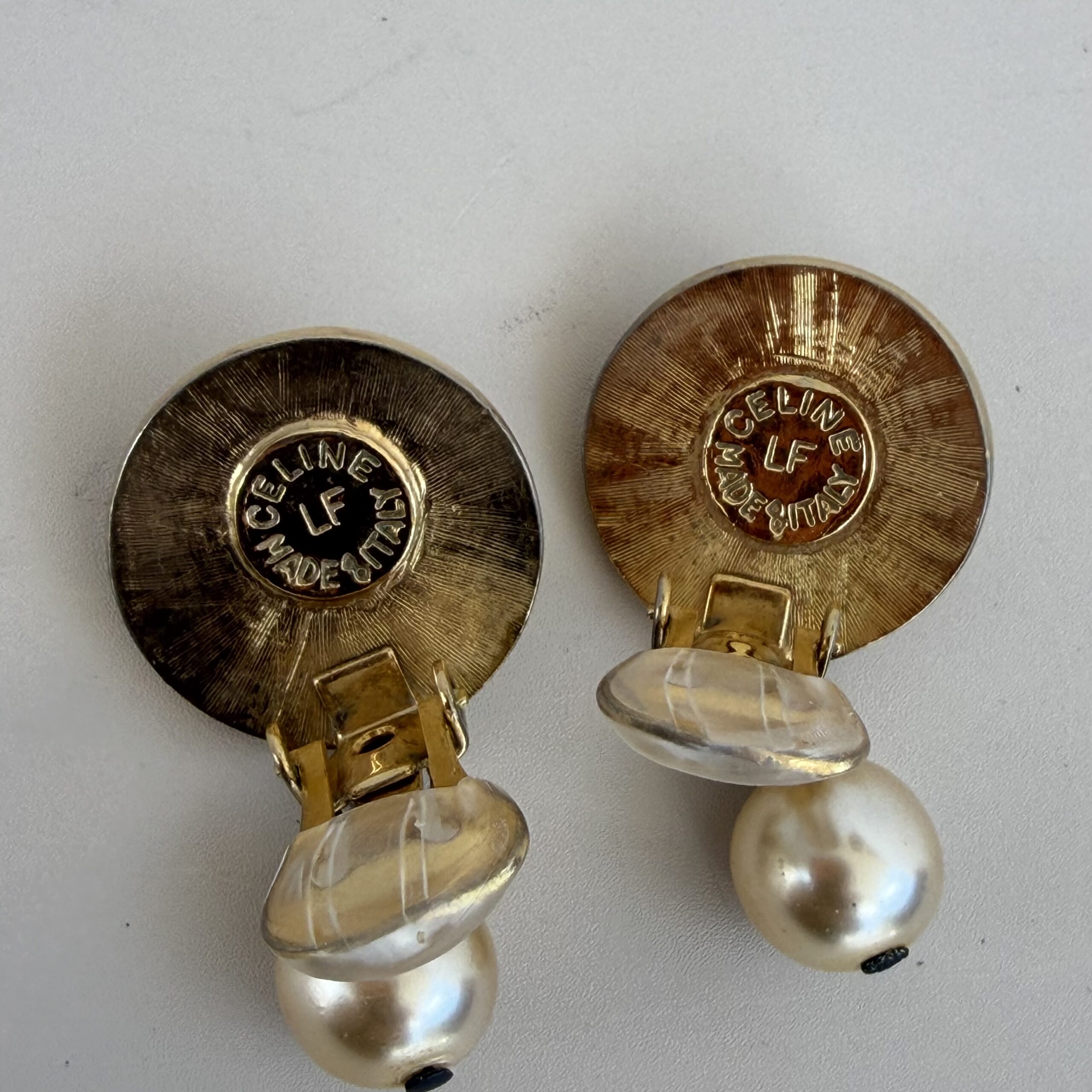 Celine Vintage Paris faux-pearl drop dangle earrings - Image 2