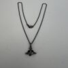 Pre-Owned Authentic Vivienne Westwood Diamante Black Heart Orb Pendant Necklace
