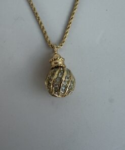 Alternative view of Christian Dior Vintage Gold-Tone Rhinestone Ball Pendant Necklace