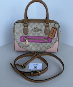 Pre-Owned Authentic Coach Rowan Satchel in Signature Canvas with Trompe L’oeil Print
