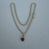 Pre-Owned Authentic Nina Ricci Gold-Tone Red Enamel Logo Pendant Necklace