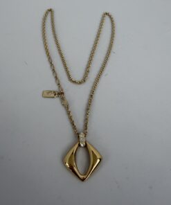 Pre-Owned Authentic Yves Saint Laurent Sculptural Rhombus Pendant Necklace