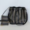 Pre-Owned Authentic Fendi Pequin Striped Bucket Bag with Detachable Pouch