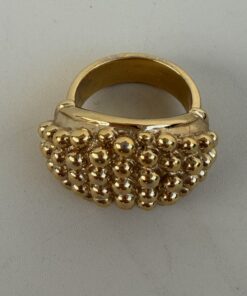 Pre-Owned Authentic Yves Saint Laurent (YSL) gold-tone beaded dome ring