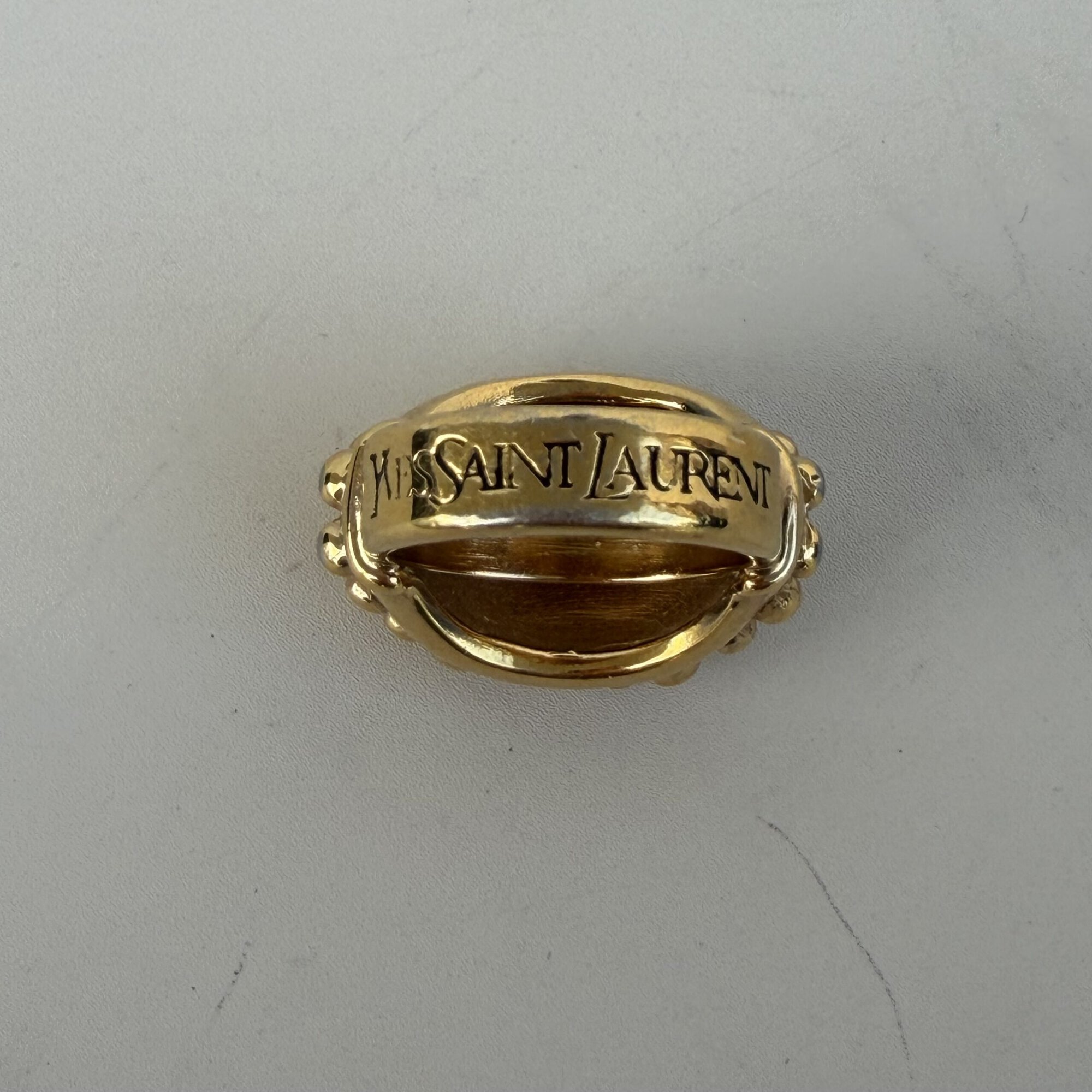 Yves Saint Laurent (YSL) gold-tone beaded dome ring - Image 3