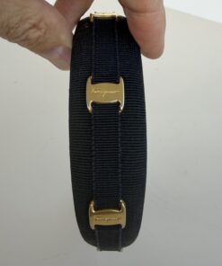 Salvatore Ferragamo Black Grosgrain Vara Plate Headband - Image 3