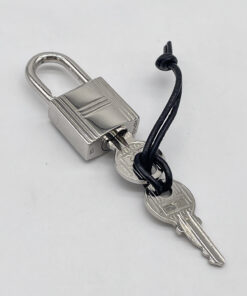 Hermès Palladium-Plated Padlock Cadenas & 2 Keys Set No. 102 Silver Tone - Image 2