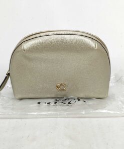 Coach Julienne Cosmetic Case 17 in Metallic Soft Gold Leather NWT