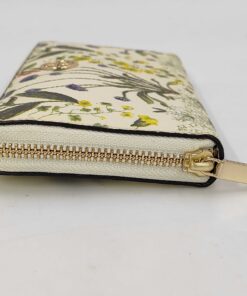 Tory Burch Kerrington Watercolor Botanical Continental Zip Wallet Ivory Floral - Image 5