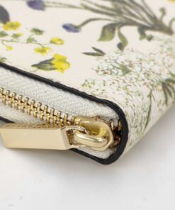 Tory Burch Kerrington Watercolor Botanical Continental Zip Wallet Ivory Floral - Image 4