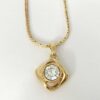 Yves Saint Laurent (YSL) Gold-Plated Rhombus Crystal Pendant Necklace.