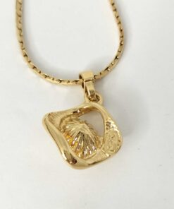 Alternative view of Yves Saint Laurent (YSL) Gold-Plated Rhombus Crystal Pendant Necklace