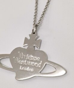Alternative view of Vivienne Westwood 2D Flat Heart Star Orb Pendant Necklace in silver-tone metal and black enamel