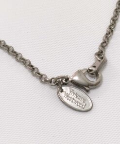 Vivienne Westwood 2D Flat Heart Star Orb Pendant Necklace in silver-tone metal and black enamel - Image 4