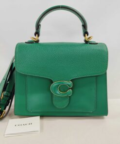 Coach Tabby Top Handle 20 Bag in a vibrant kelly green polished pebble leather (Style C0773)