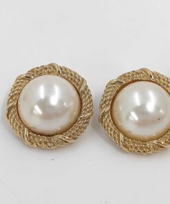 Christian Dior Faux Mabe Pearl Rope Twist Clip-On Earrings