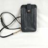 Coach Black Crossgrain Leather North South Phone Crossbody Bag Wallet C6884