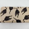Miu Miu Madras Black Cat Print Beige Leather Zip Around Long Wallet