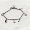 Celine Vintage Silver-Tone Pink Rhinestone Alphabet Spelling Charm Bracelet