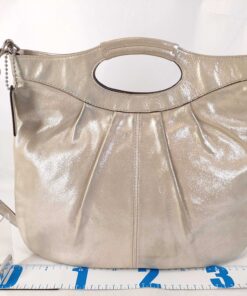 Alternative view of Coach Lexi Champagne Gold Metallic Leather Pleated Cutout Handle Hobo Bag 14079