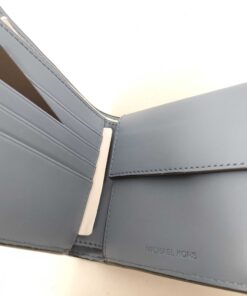 Michael Kors Cooper Grey Logo Stripe Stitched Pebbled Leather Billfold Wallet - Image 6