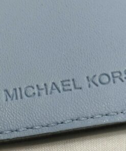 Michael Kors Cooper Grey Logo Stripe Stitched Pebbled Leather Billfold Wallet - Image 7
