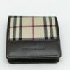 Burberry Vintage Nova Check Dark Brown Leather Square Flap Coin Purse Wallet