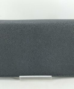 Bulgari BVLGARI BVLGARI Man Black Grain Calf Leather Long Wallet Silver Ring