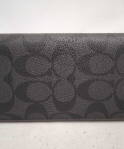 Coach Breast Pocket Wallet in Signature Coated Canvas Charcoal Black 91635