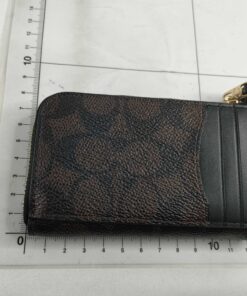 Alternative view of Coach Mini Skinny Id Case in Signature Canvas Brown Black Coin Wallet 88250